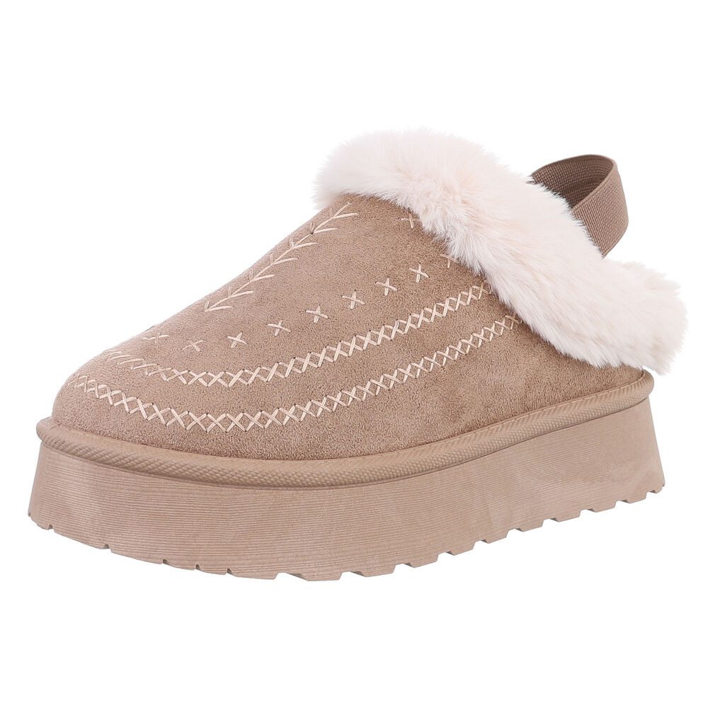 Damen Plüsch Slip-On Schuhe für Alltag und Freizeit Snowboots