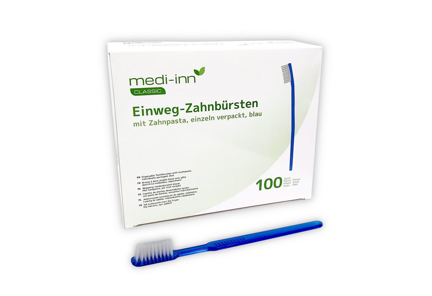 Medi-Inn Zahnbürste Medi-Inn Einweg-Zahnbürsten mit Zahnpasta, einzeln verpackt, blau