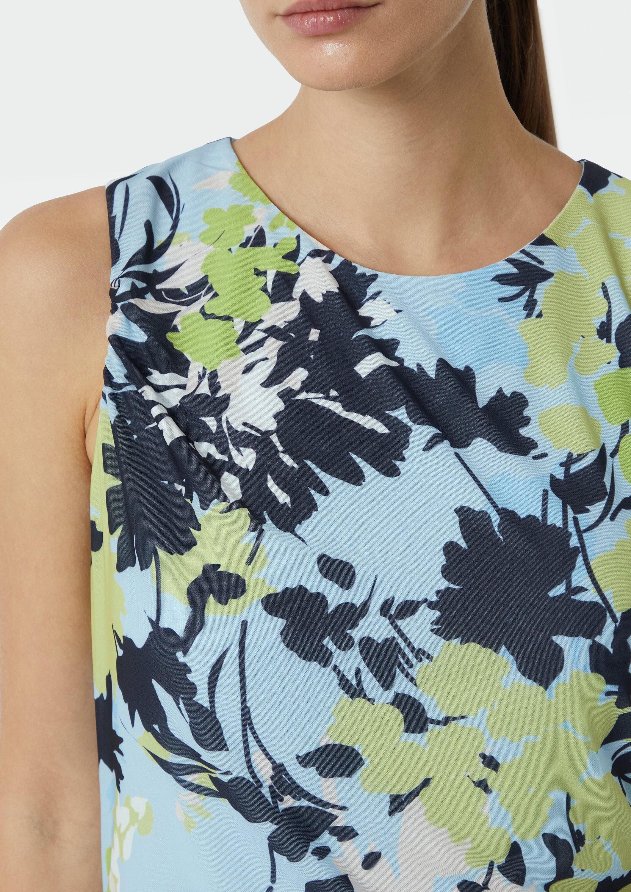 comma Midikleid Kleid Langes Mesh-Kleid mit Viskosefutter und Raffung