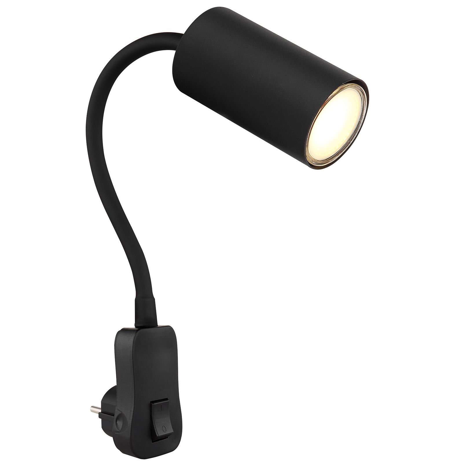 GLOBO LIGHTING Wandleuchte Wandleuchte Innen Wandlampe mit Schalter Wohnzimmer Schlafzimmer, mit Stecker, schwarz, ohne Leuchtmittel, Lichtfarbe ist abhängig vom Leuchtmittel, Schalfzimmer