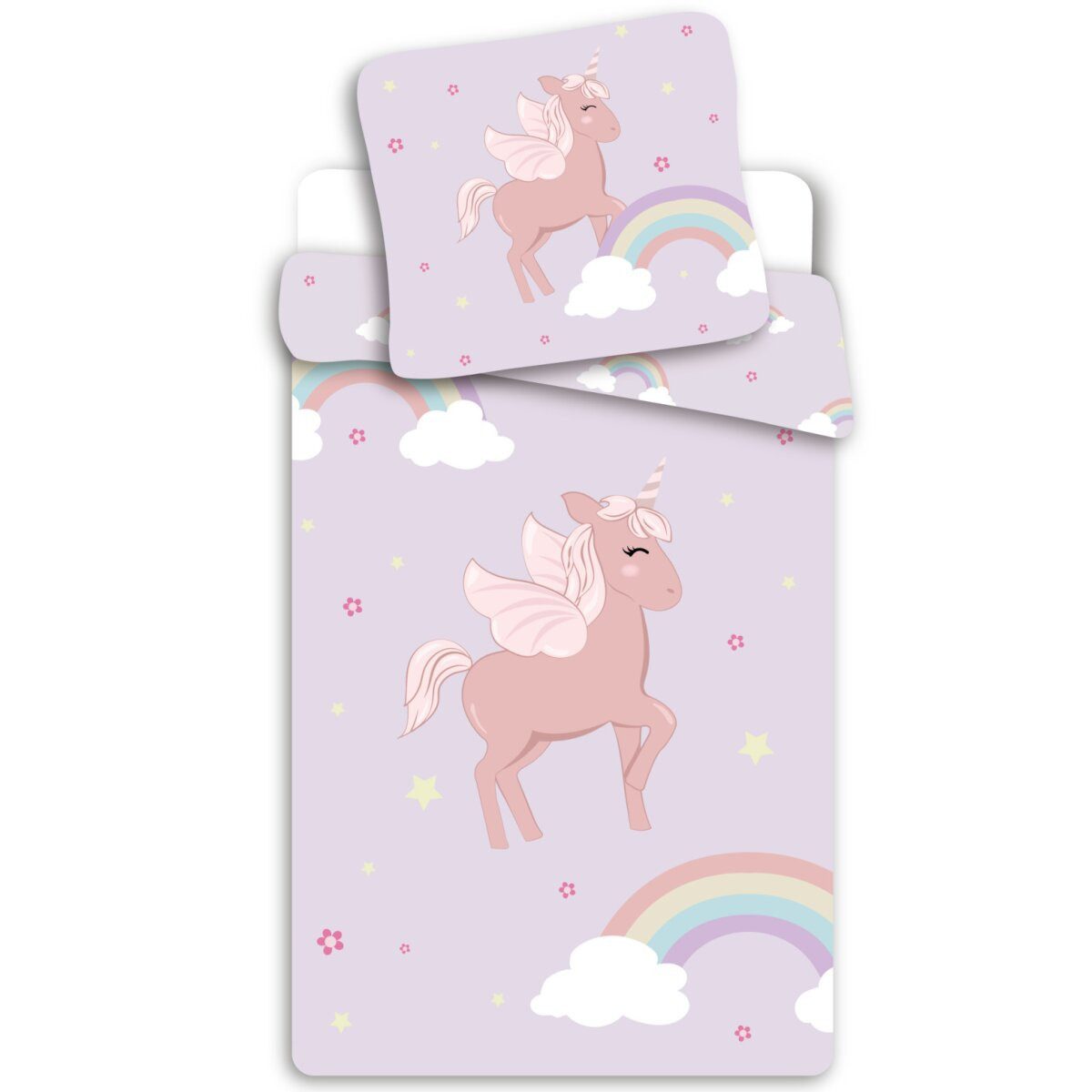Bettwäsche Einhorn Cloudy Pink Bettwäsche-Set 140×200/70×90 cm