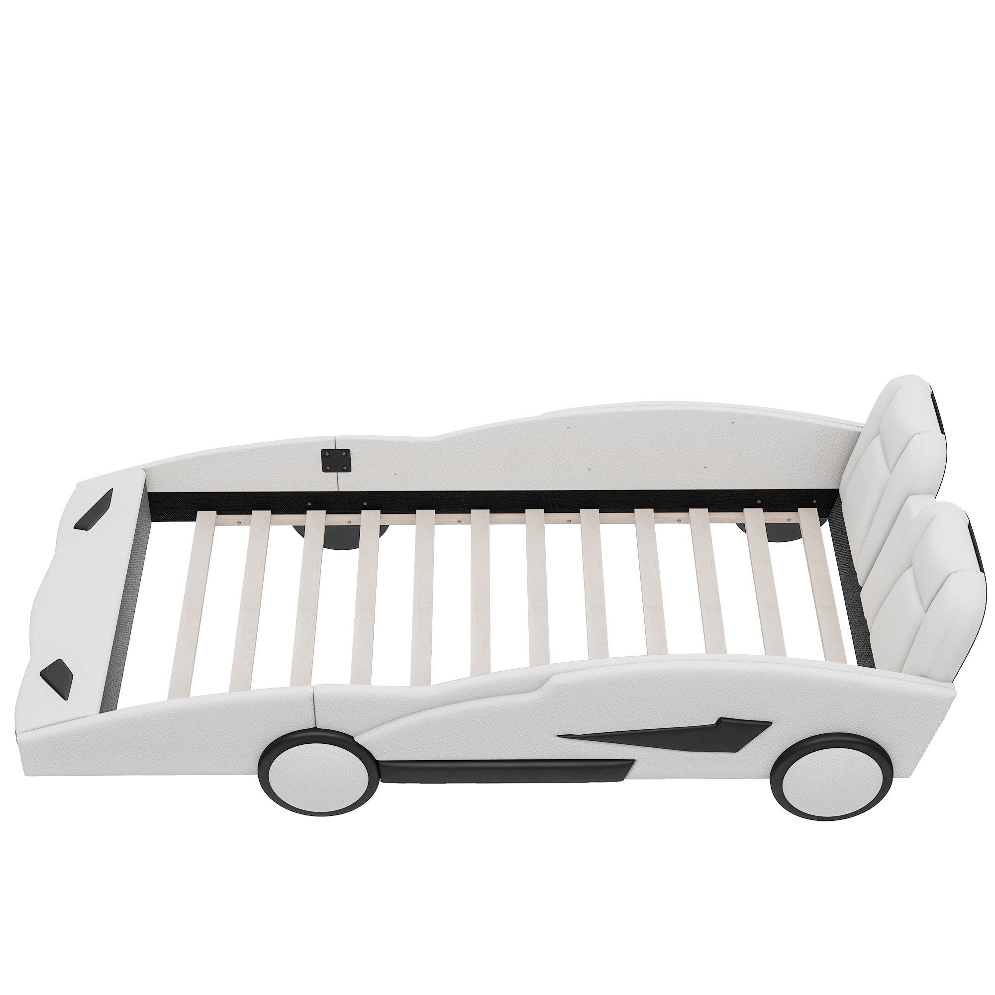 WISHDOR Kinderbett Funktionsbett Autobetten, weiß 200 Flachbetten, cm), ohne x Matratze Gästebett, Auto-Modellbetten (90