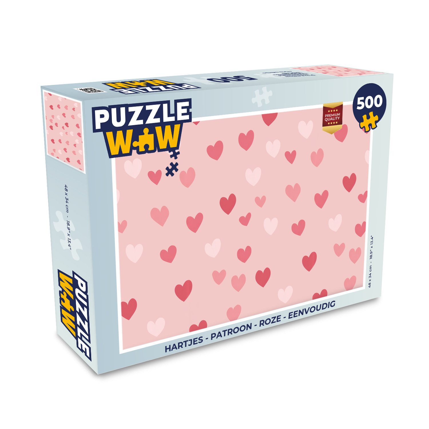 MuchoWow Puzzle Herzen - Muster - Rosa - Einfach, 500 Puzzleteile, Foto-Puzzle, Bilderrätsel, Puzzlespiele, Spielzeug
