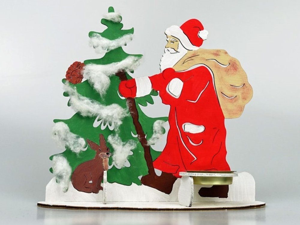 DeColibri Kreativset Bastelset Basteln Weihnachten Holz Weihnachtsmann, (Bastelset), Made in Germany, aus Holz, bemalbar