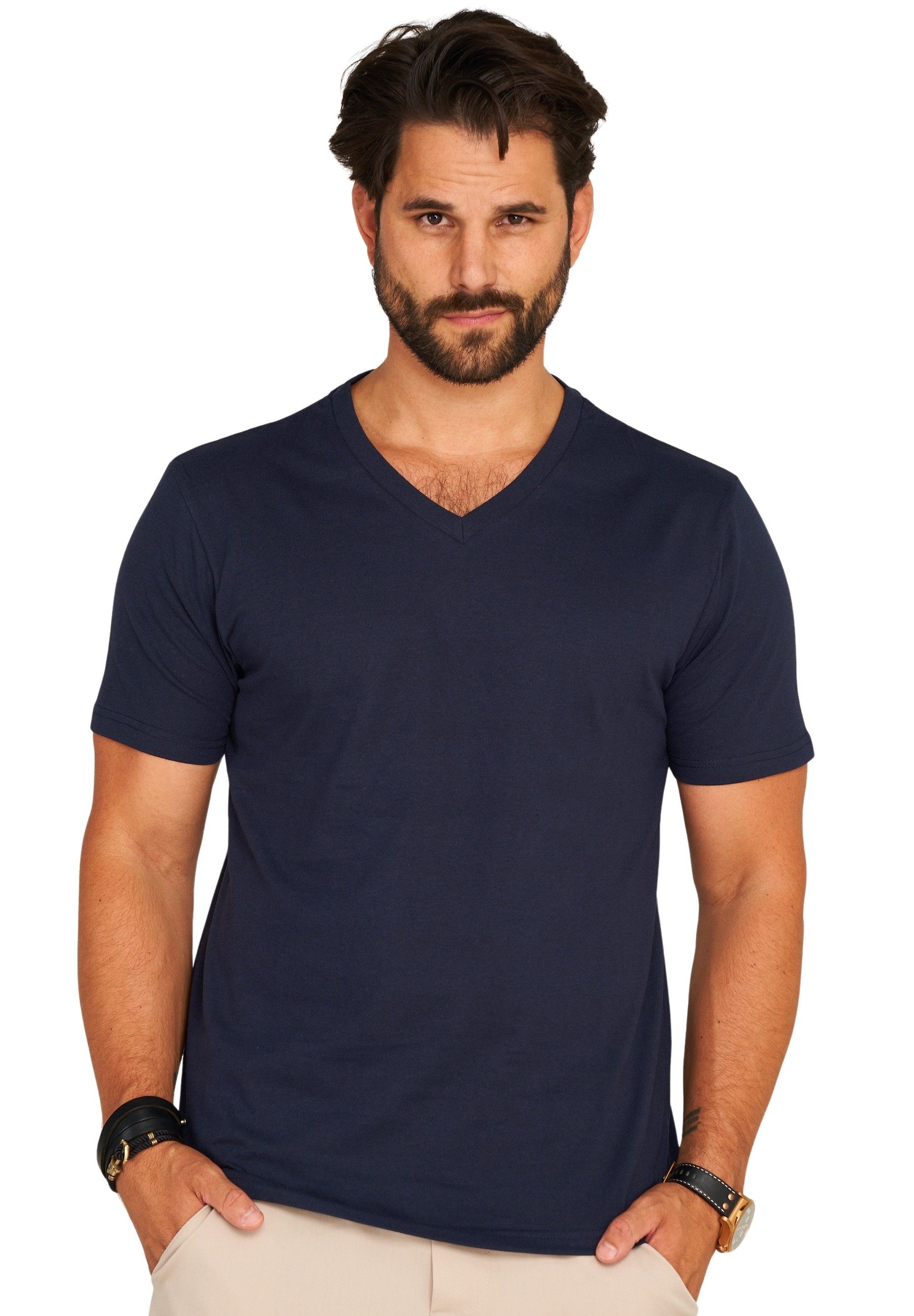 DAILY COTTON T-Shirt BASETEEV (Packung, 3er-Pack) Herren Basic Kurzarm Shirt V-Neck V-Ausschnitt