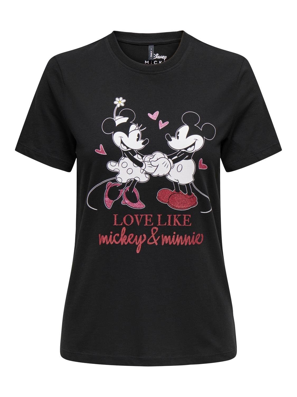 ONLY Kurzarmshirt ONLMICKEY LIFE REG S/S VALENTINE TOP JRS mit Mickey und Minni Druck