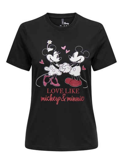 ONLY Kurzarmshirt ONLMICKEY LIFE REG S/S VALENTINE TOP JRS mit Mickey und Minni Druck