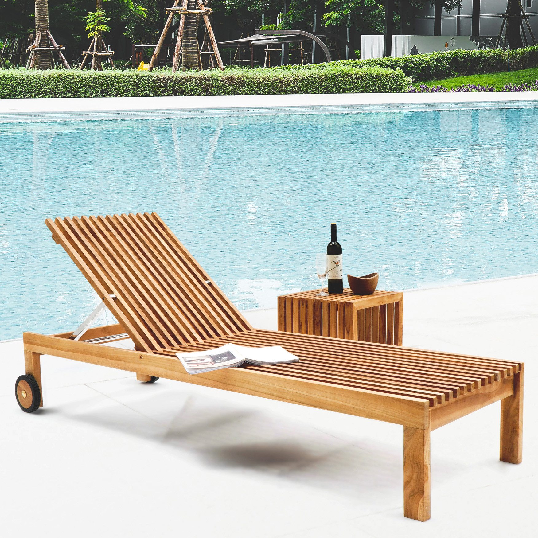 More2Home Gartenliege Design-Gartenliege LINE, Teakholz, verstellbar