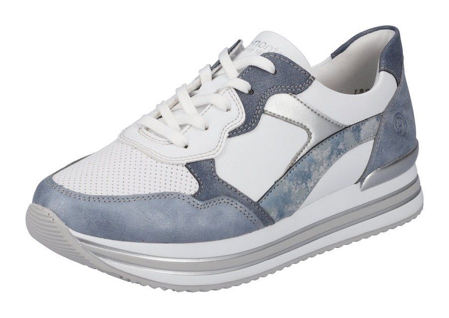 Remonte Wechselfußbett weiß-jeansblau Plateausneaker Soft-Foam mit