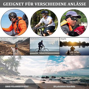 GOOLOO Fahrradbrille Fahrradbrille Polarisierte Sonnenbrille für Herren Damen UV Schutz, (Brillengläser *1 Bruchsichere Fußmatte *2 Reinigungstuch *1 Tragetasche *1 Kleiner Schraubendreher *1 Anti-Beschlag-Tücher für Brillen *1 Polarisationstestkarte *1, Reduziert Augenermüdung und Unbehagen), Verwendung von Premium TAC-Polarisationsgläsern