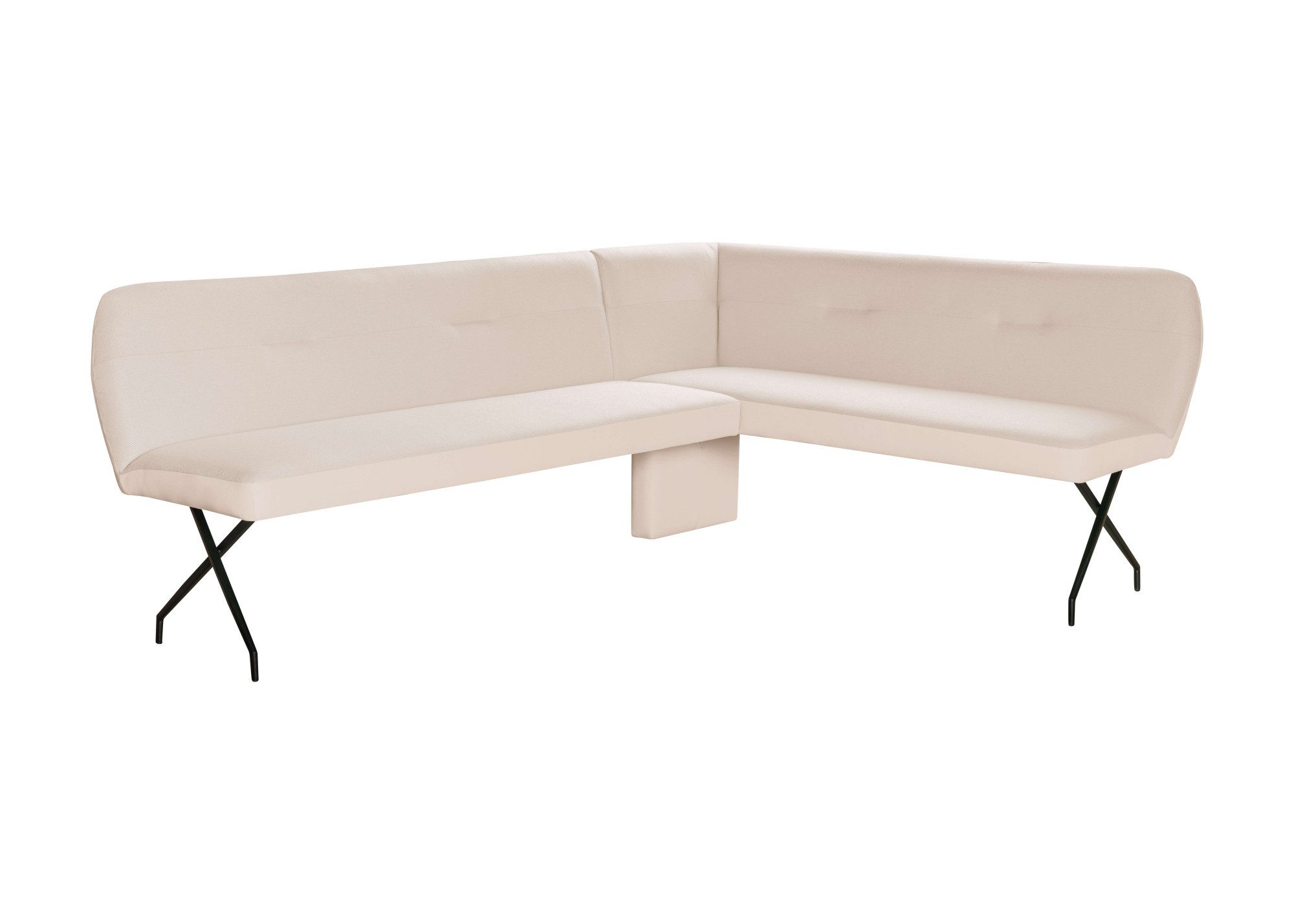 Home affaire Eckbank Bruna Esszimmerbank, Bank, Küchenbank, Polsterbank, Mattschwarzes Metallgestell, 2-Stoff-Design, Wellenfederung im Sitz