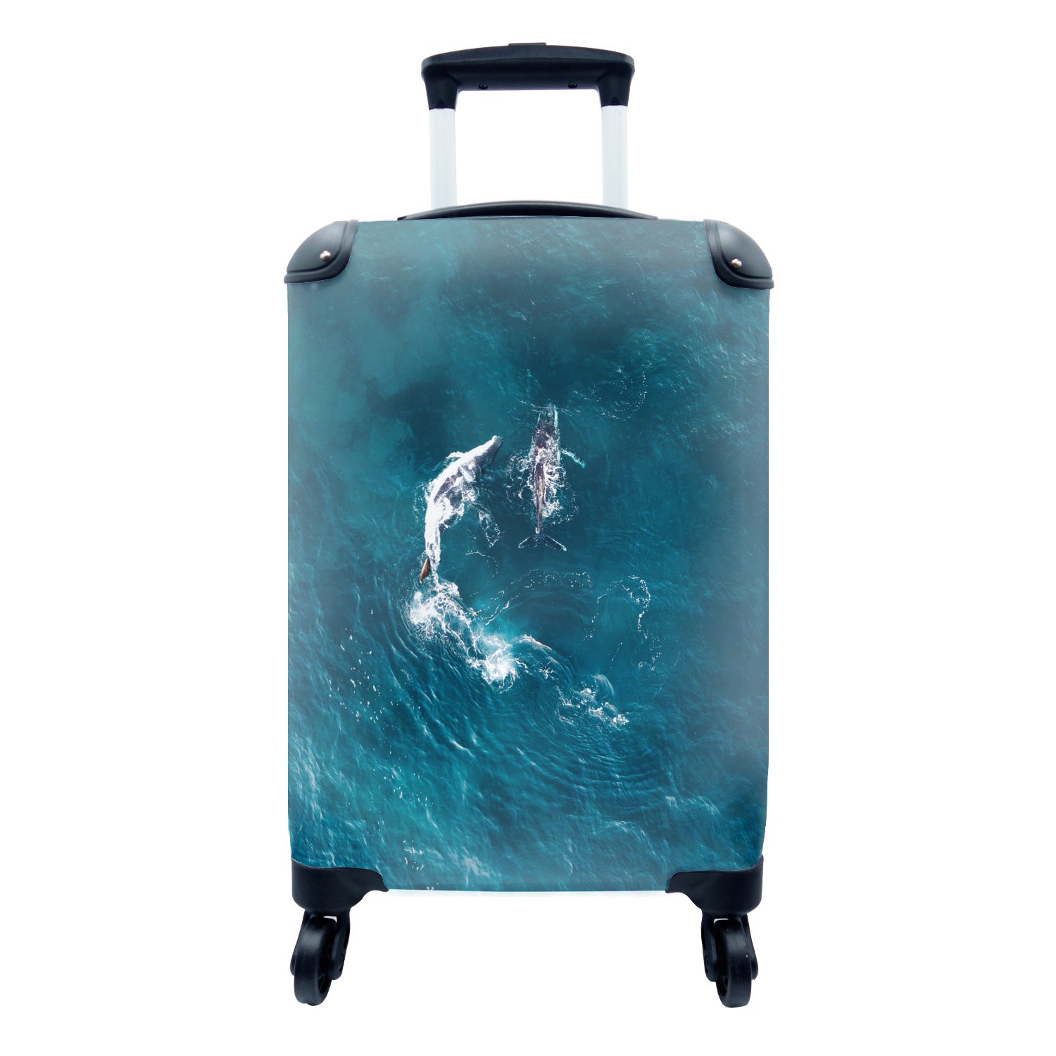 MuchoWow Handgepäckkoffer Wal - Meer - Wasser, 4 Rollen, Reisetasche mit rollen, Handgepäck für Ferien, Trolley, Reisekoffer