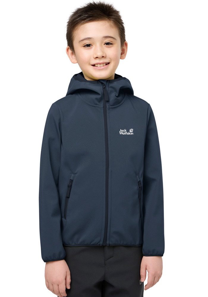 Jack Wolfskin Softshelljacke FOURWINDS JACKET KIDS Winddicht, wasserabweisend, atmungsaktiv, Übergangsjacke für Kinder