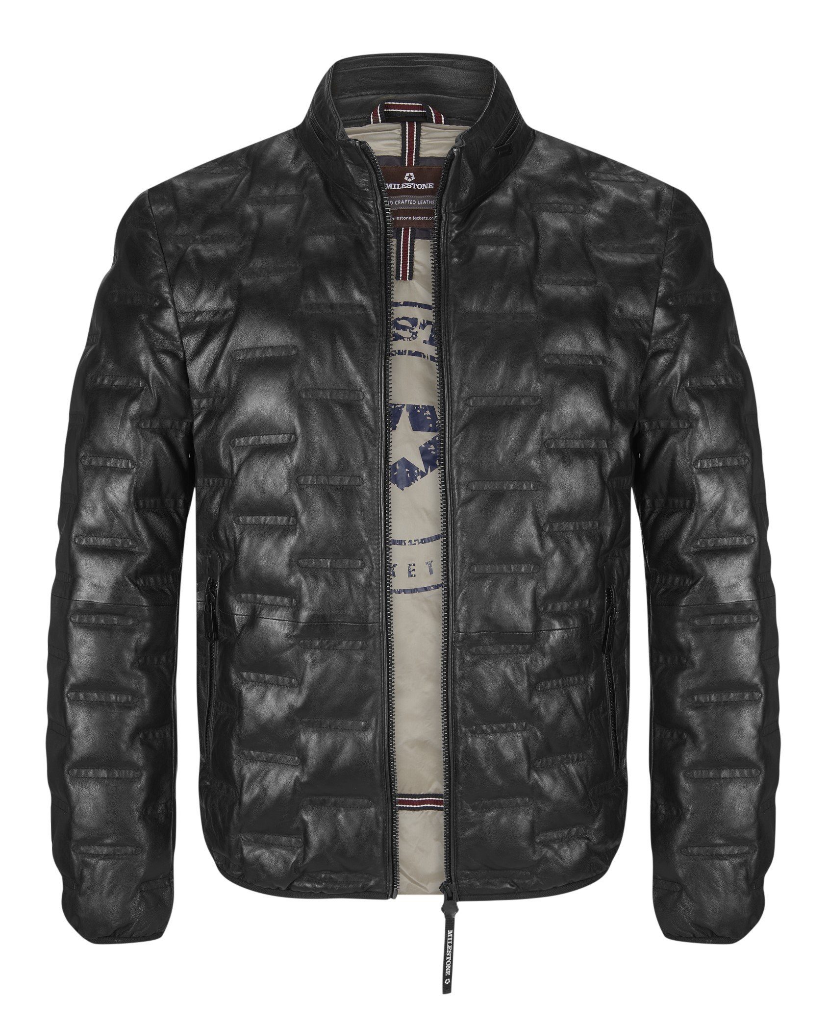 Milestone Lederjacke MSAversa in Stepp-Optik aus günstig online kaufen