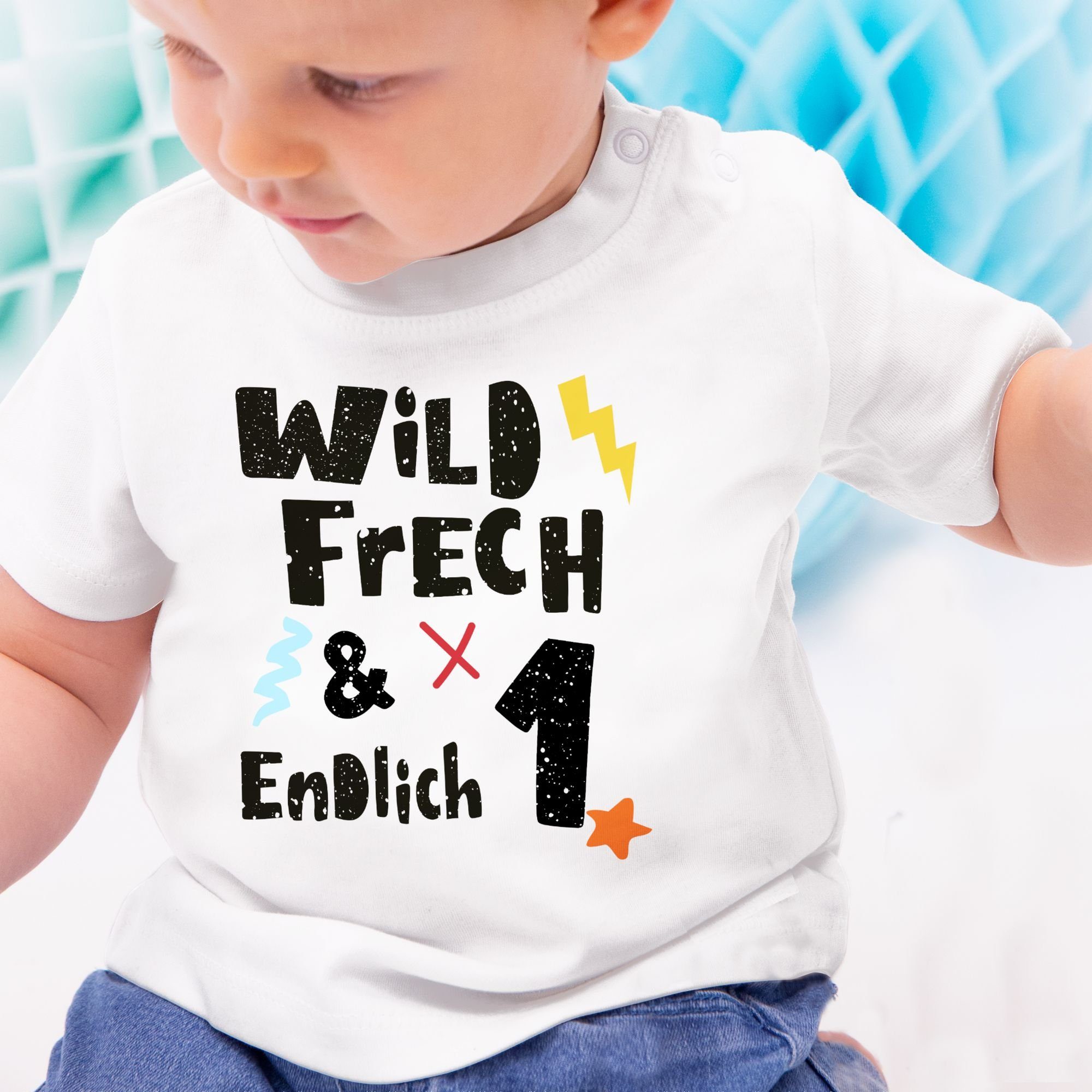 1. und Weiß Geburtstag ein Shirtracer endlich 3 T-Shirt 1 Jahr Wunderbar - Wild frech