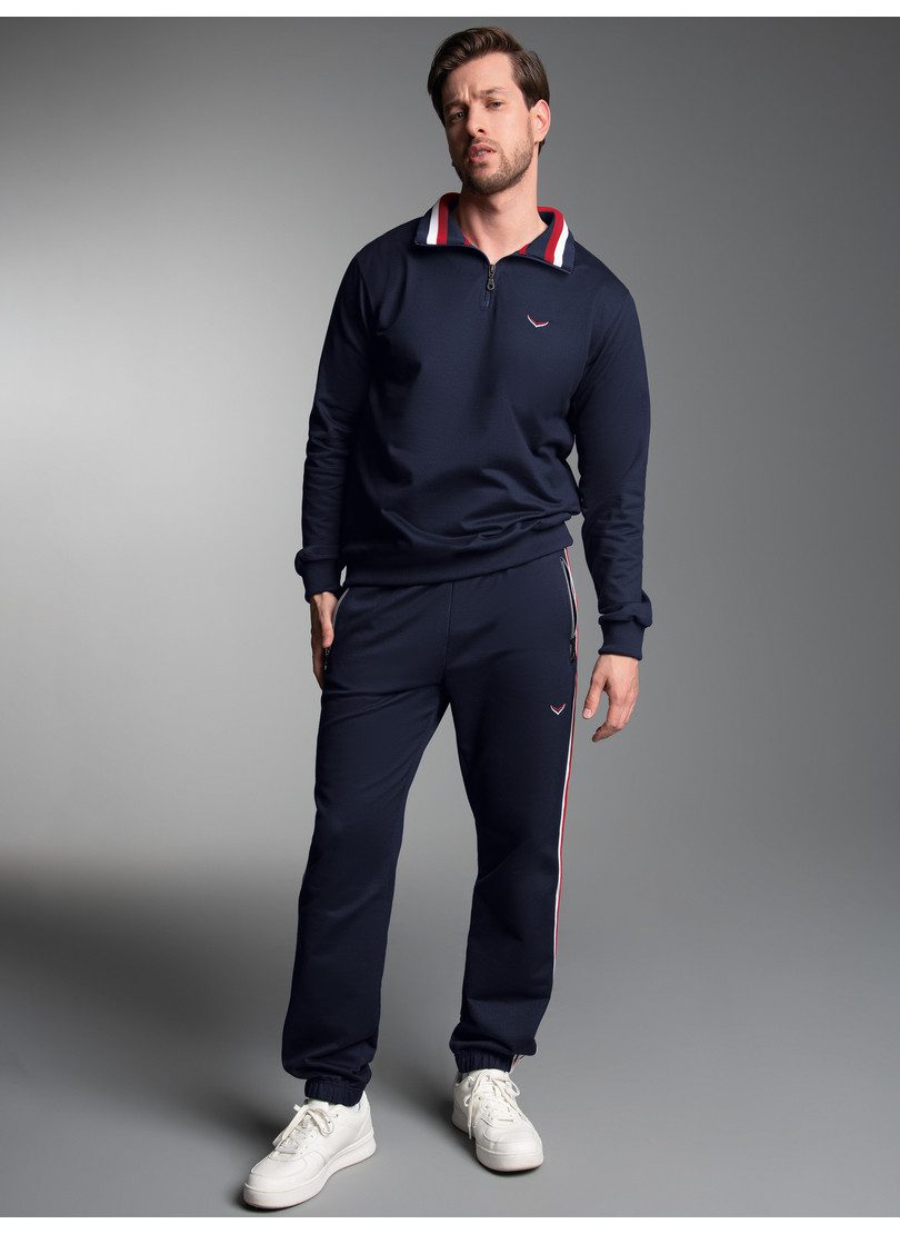 Trigema Freizeitanzug TRIGEMA Freizeitanzug mit Ringelkragen und Kontraststreifen (1-tlg)