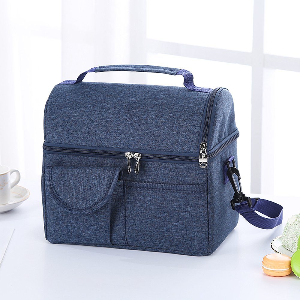 Lixada Kühlakku Kühltasche Doppeldecker Thermotasche Picknicktasche Isoliertasche, Kühltasche Lunchtasche Picknickkorb Kühlrucksack kühlbox