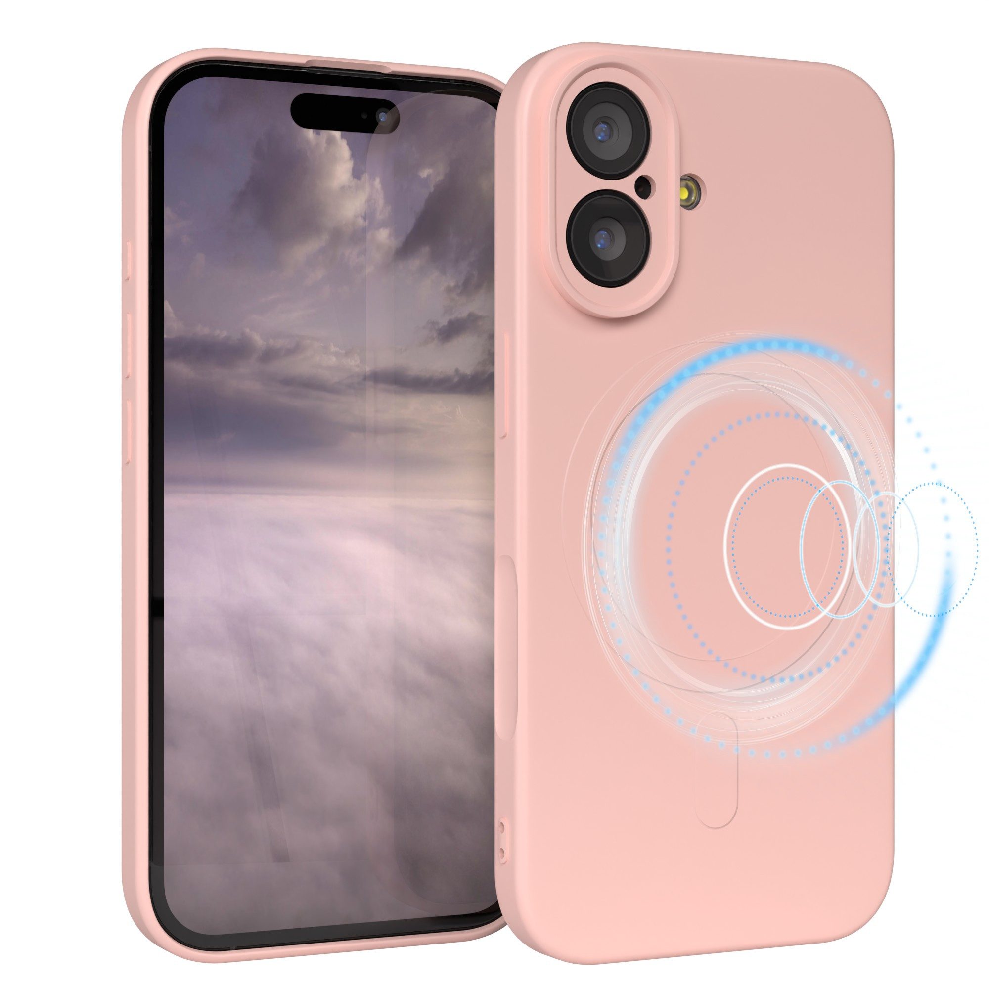 EAZY CASE Handyhülle für Apple iPhone 17 Hülle Silikon 6,3 Zoll, MagSafe Schutzhülle Silikoncover mit Kameraschutz Rosa / Altrosa