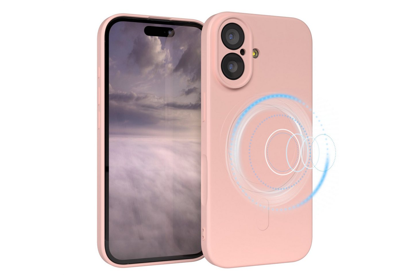 EAZY CASE Handyhülle für Apple iPhone 17 Hülle Silikon 6,3 Zoll, MagSafe Schutzhülle Silikoncover mit Kameraschutz Rosa / Altrosa