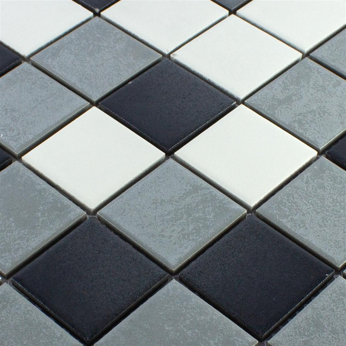 Mosafil Mosaikfliesen Keramikmosaik Fliesen Orion Rutschhemmend, Keramik 30.600x30.600, weiß-schwarz-grau, Verlegefertig auf ein Netz geklebt - Frostsicher - Wasserfest -