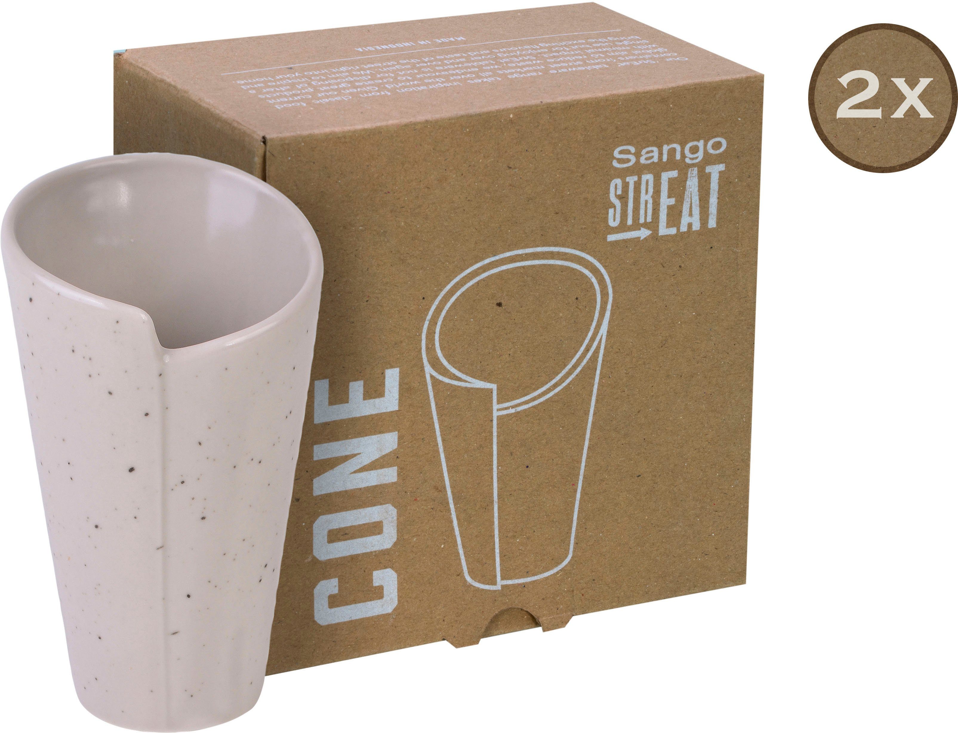 CreaTable Snackschale Cone, Steinzeug, (Set, 2-tlg), Servierschale, Dipschale, Topaktueller „Streat Food“ Trend