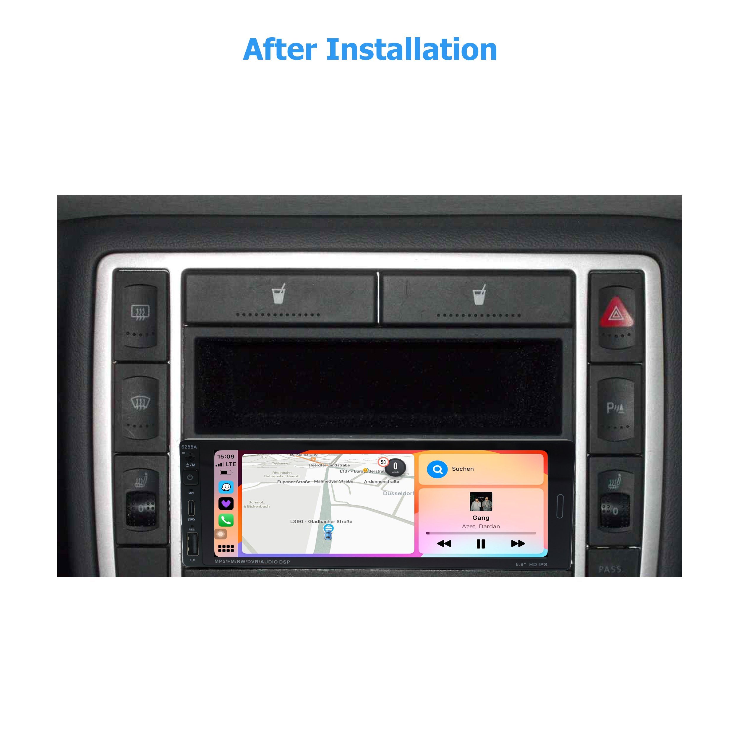 TAFFIO 1 DIN Universal 6.9" Touchscreen Android Autoradio CarPlay AndroidAuto Einbau-Navigationsgerät