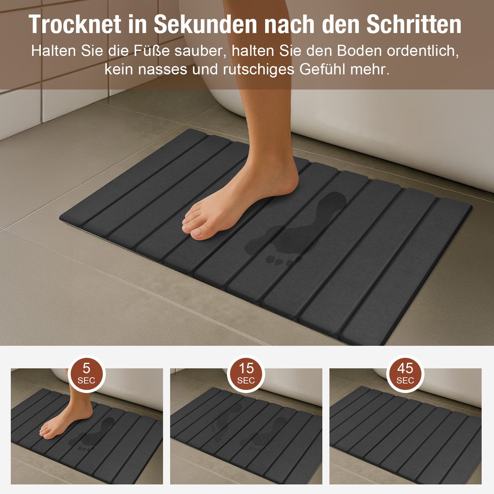 Youyijia Badematte Faltbare Stein-Badematte Kieselgur 40X60cm Super Saugfäh günstig online kaufen