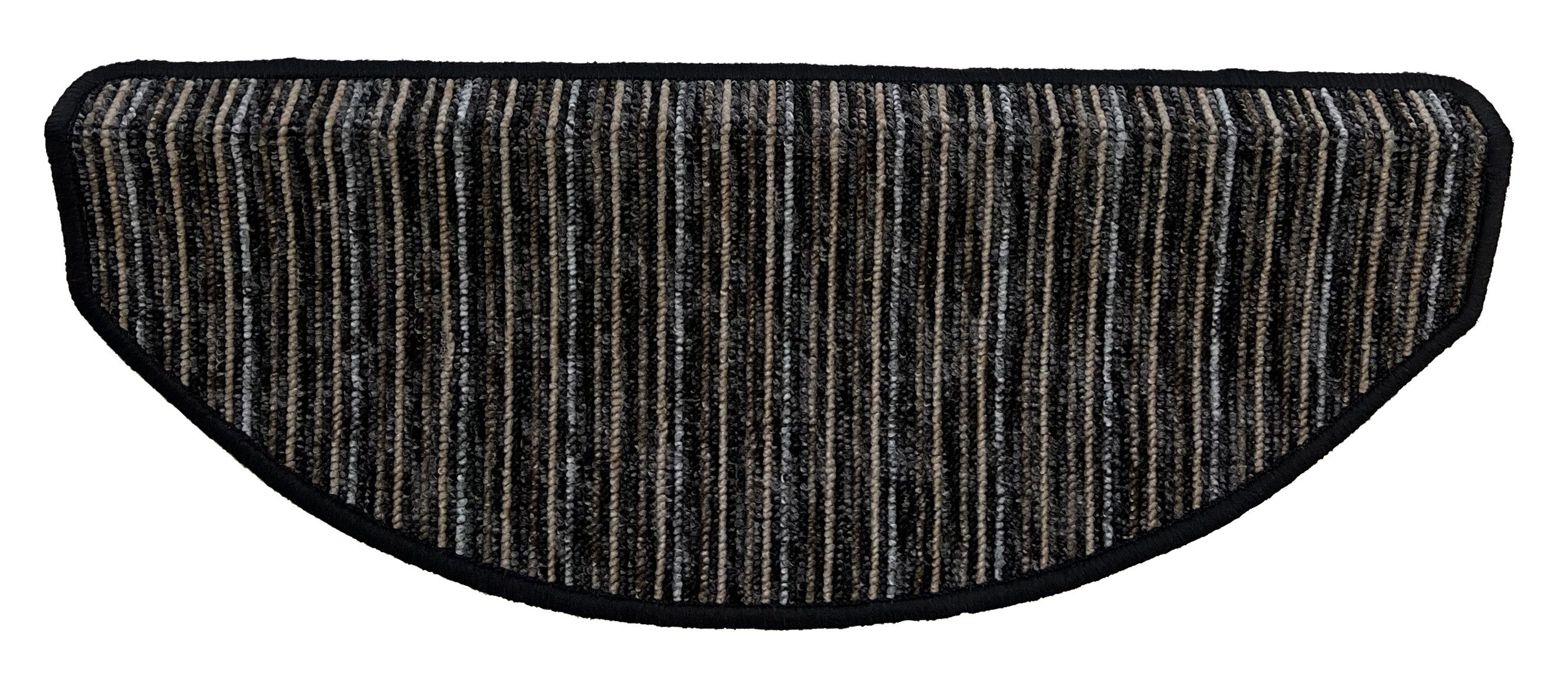 oKu-Tex Stufenmatte RIMINI Stufenmattenset 15 teilig, Nadelfilz, Treppenschutz, mehrfarbig, halbrund, strapazierfähig mit Winkelschiene, selbstklebend, gestreift