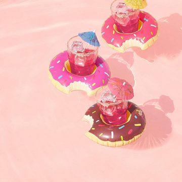 SwimAlot® Aufblasbares Partyzubehör 4x Getränkehalter Donut pink - aufblasbar schwimmender Halter Pool