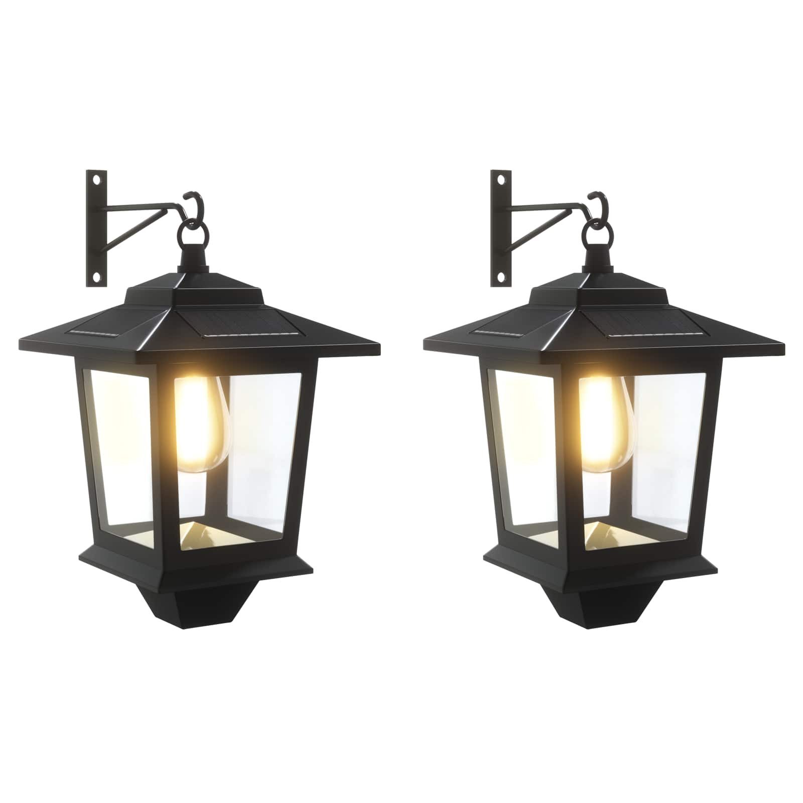 vidaXL Gartenleuchte 19 x 14 x 25 cm Gartenlampe Wandmontage Lampe with LED Bulb 2 Stk Schw