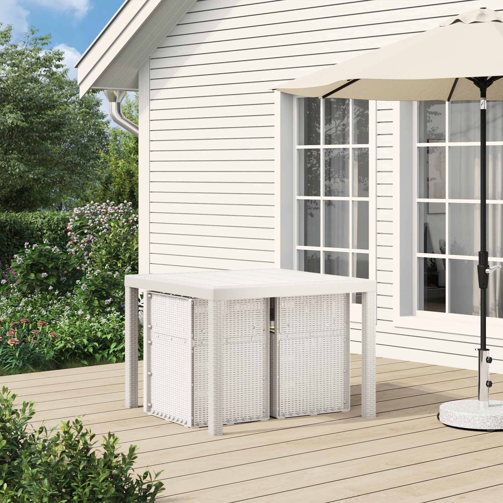 vidaXL Gartenstuhl Garten Esszimmerstühle 2 pcs Weiß und Creme PP (2 St)