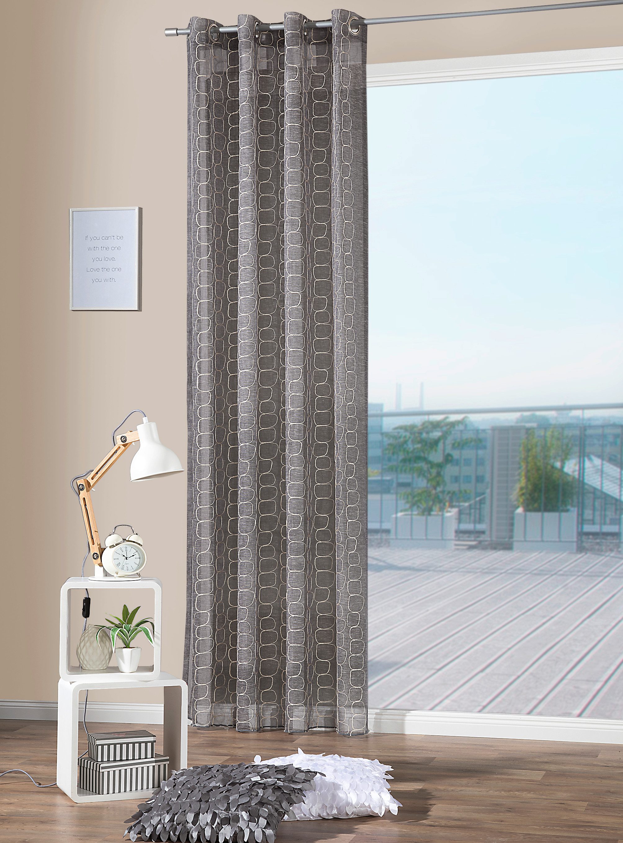 Verdi Gardine Ösenschal Cara 140 x 245 cm, Öse, halbtransparent