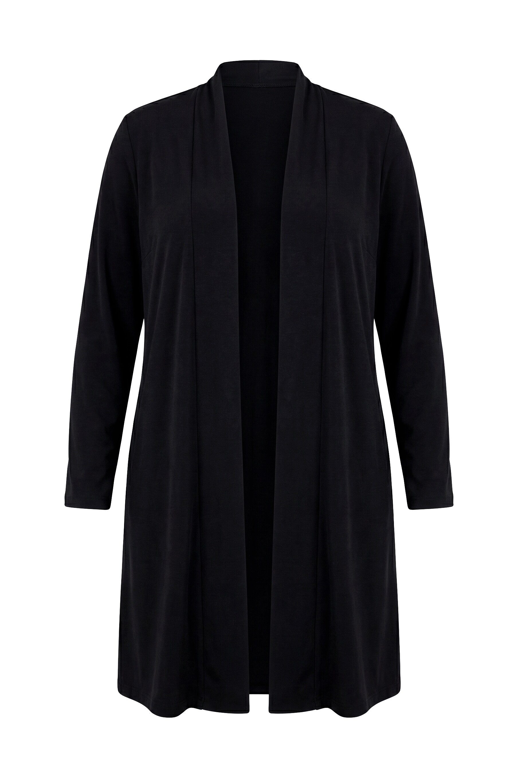 Ulla Popken Shirtjacke Jerseyjacke Schalkragen ohne Verschluss Langarm – Bild 2 von 4