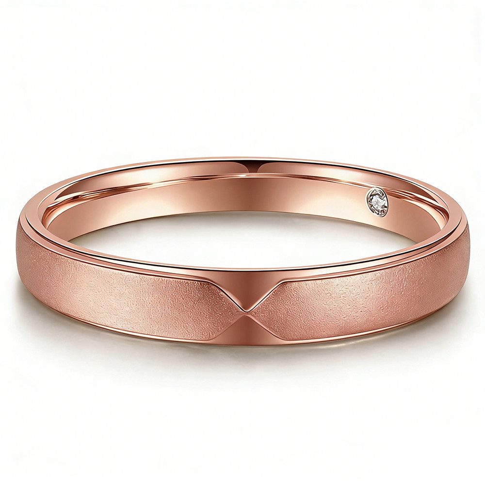 Sternvoll Goldring Matter Ehering "Nexus" aus 18K Weißgold mit geheimem Innendiamant, Innendiamant, Mattiert, Minimalistisch, X-Gravur, Unisex