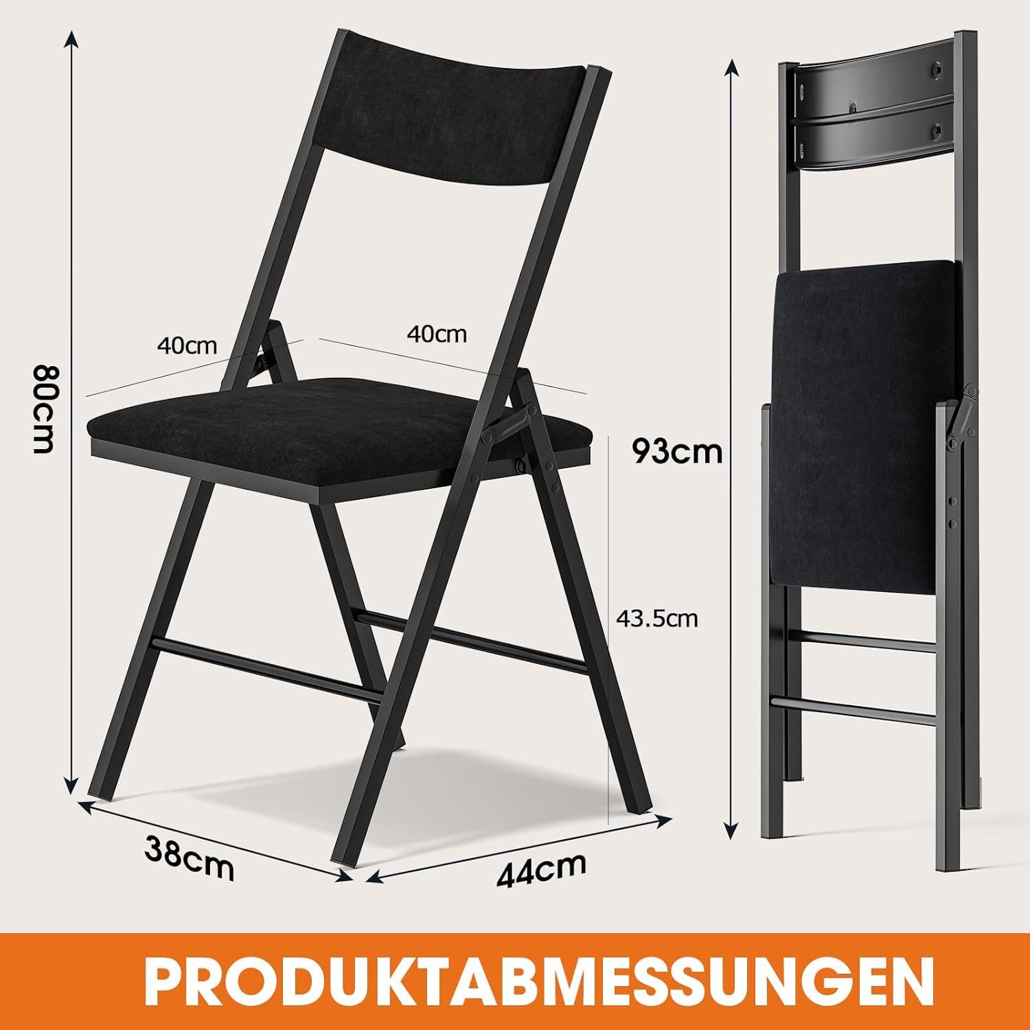 HONGGE Klappstuhl Esszimmerstühle Gepolstert bis 200KG günstig online kaufen