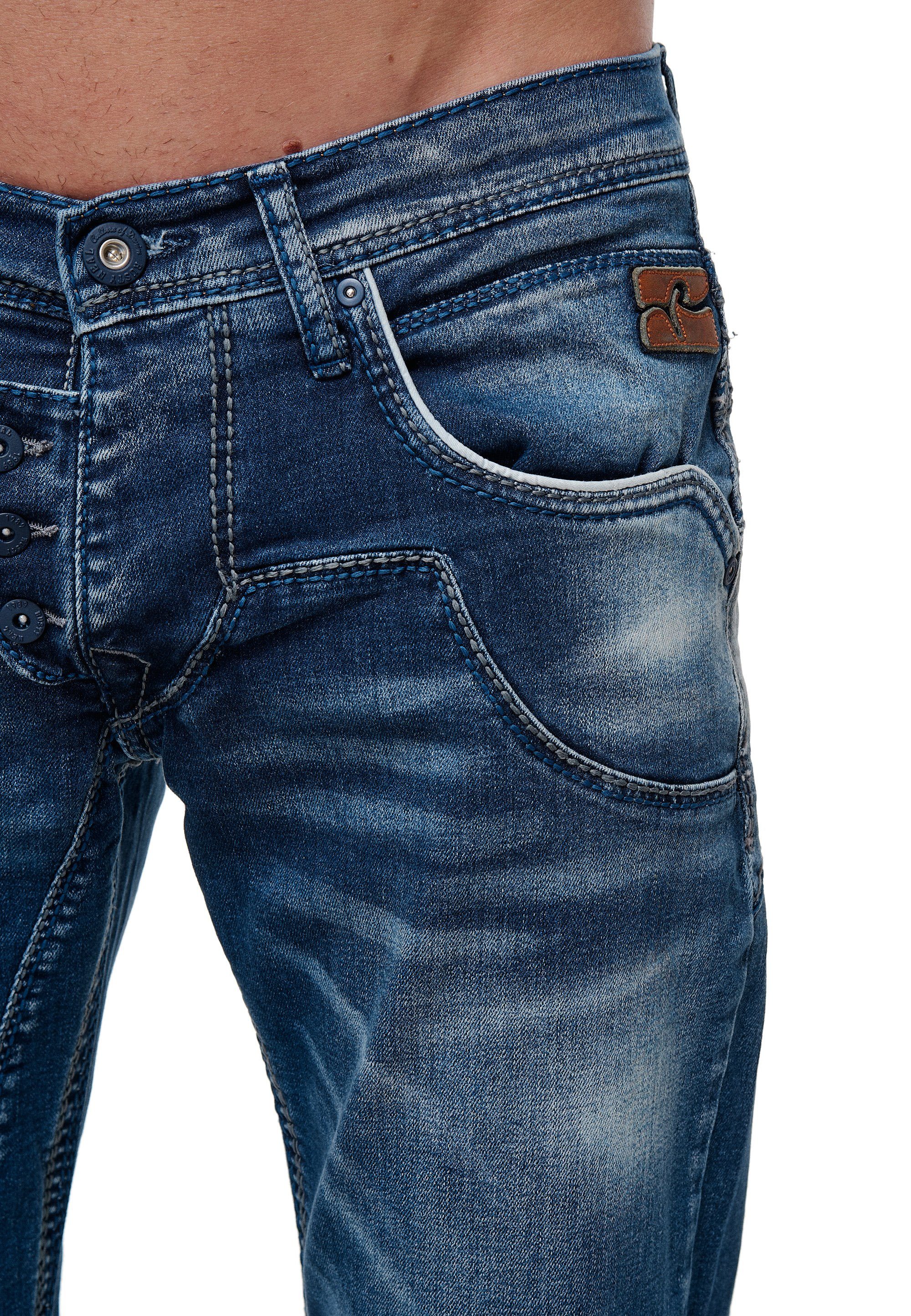 Rusty Neal Straight-Jeans RUBEN 42 mit Ziernähten angesagten