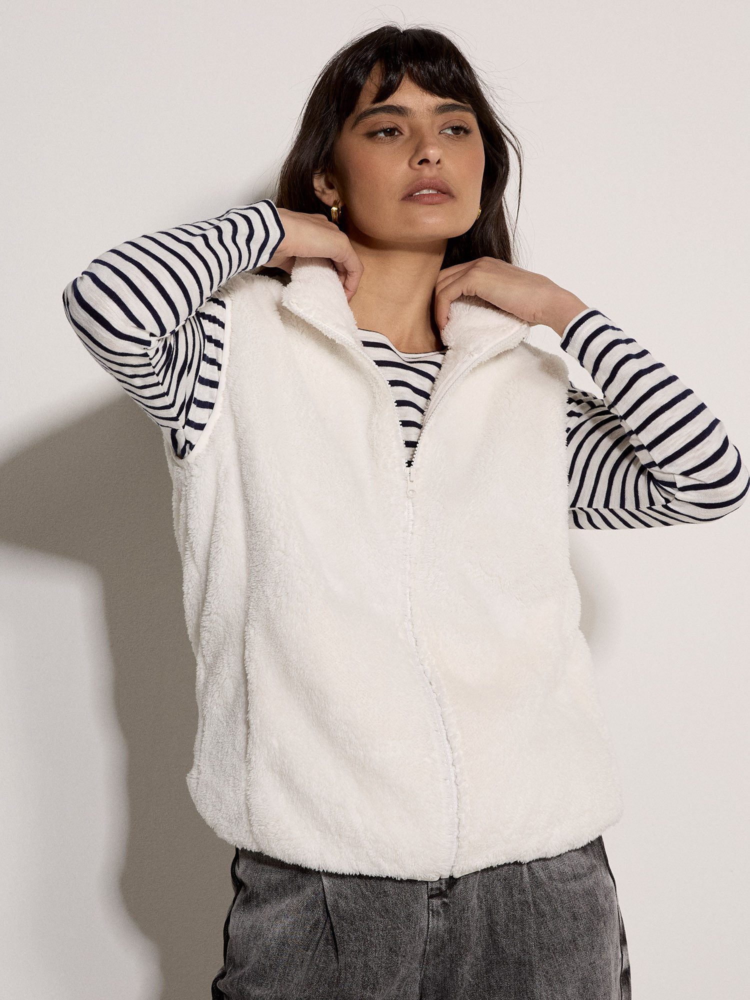 Apricot Kurzweste Fleeceweste mit durchgehendem Reißverschluss