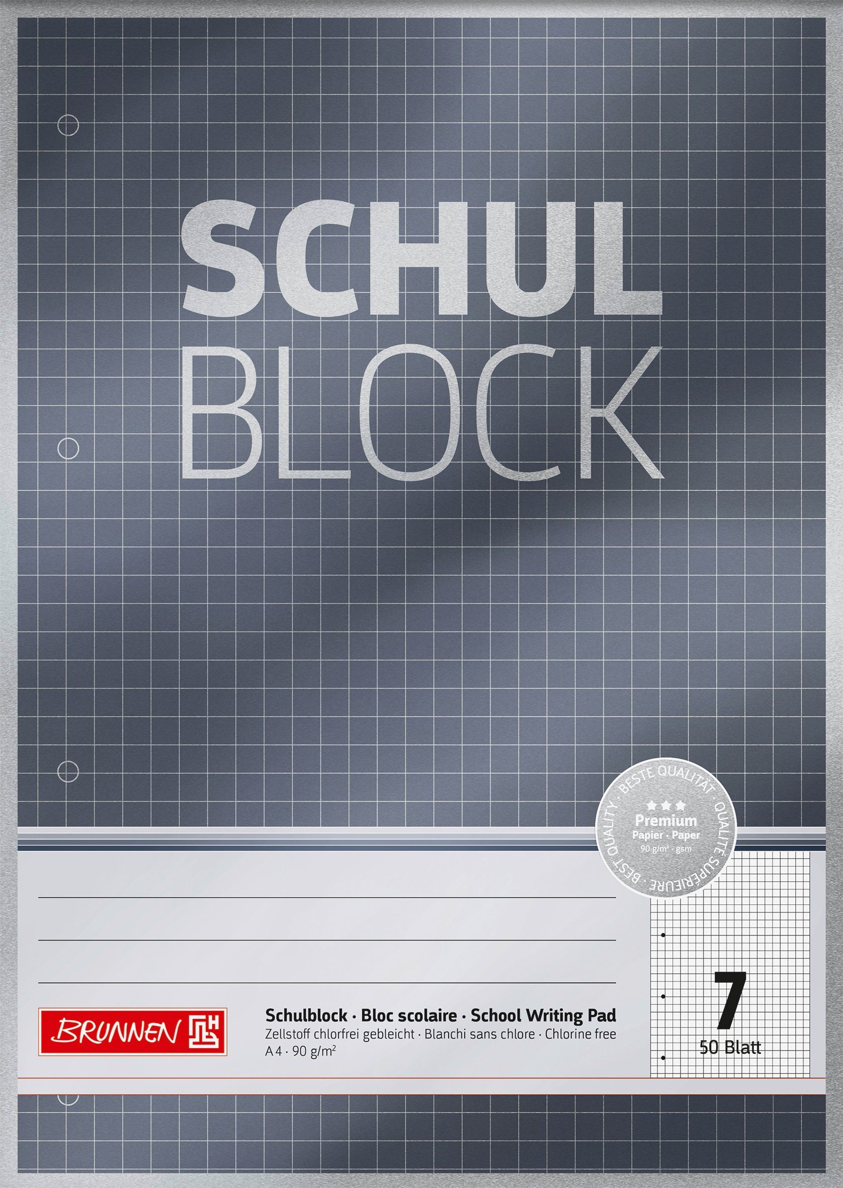 BRUNNEN Collegeblock BRUNNEN 1052607 Schulblock Premium A4 Lin. 7