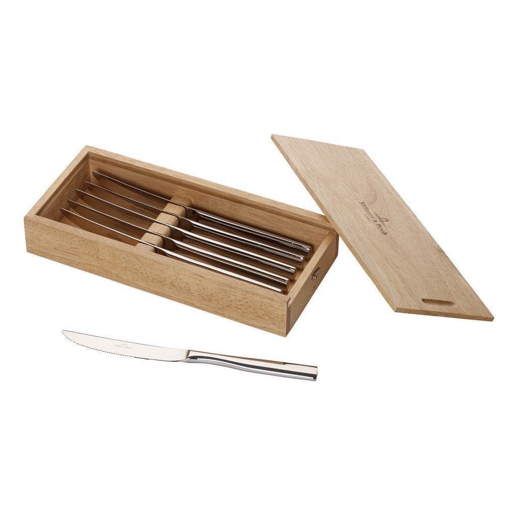 Villeroy & Boch Steakbesteck Piemont Pizza-/Steakmesser-Set 6-teilig (6-tlg), 6 Personen, Edelstahl, Edelstahl, 6 Stck, spülmaschinenfest
