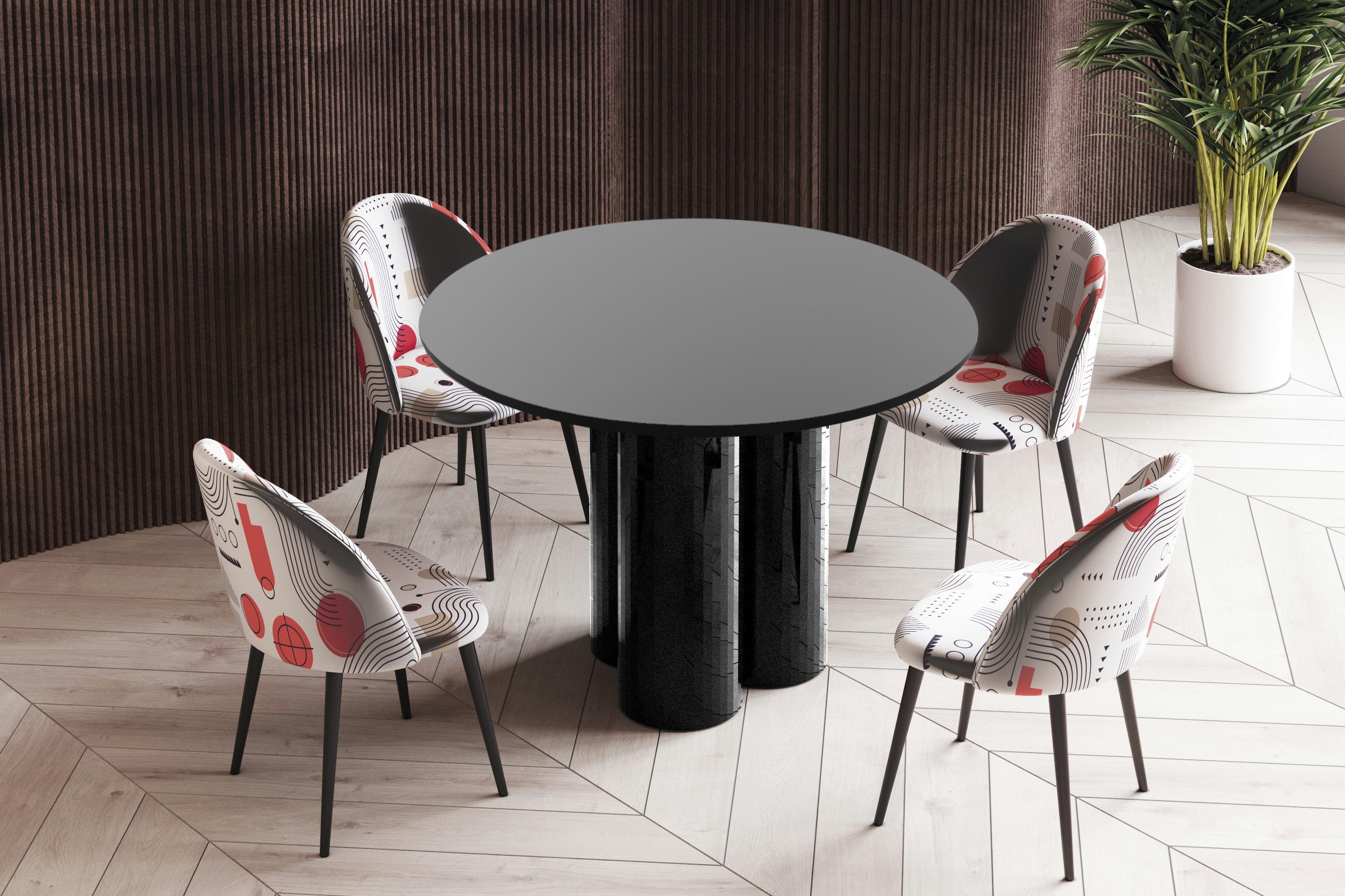 designimpex Esstisch Design Esstisch Tisch HRE-111 rund Hochglanz Esszimmer 100 x 75 cm