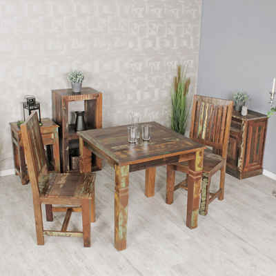 FINEBUY Esstisch FB45864 (80x80x76 cm Mango Massivholz Quadratisch Shabby), Kleiner Esszimmertisch, Küchentisch Holztisch