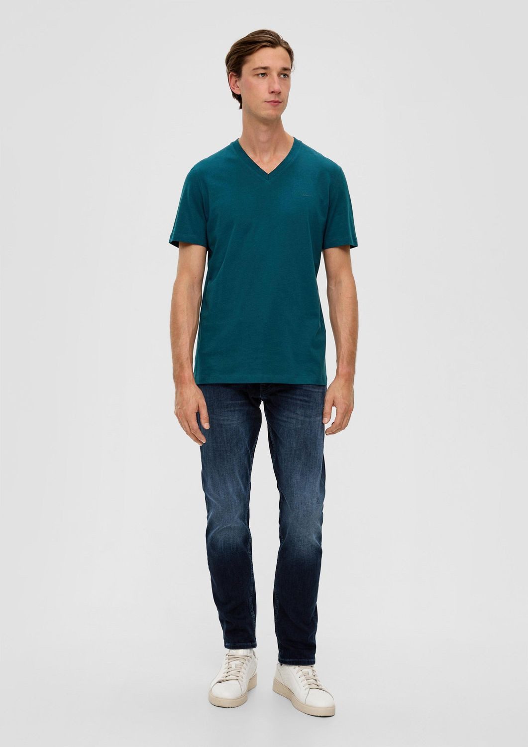 s.Oliver T-Shirt T-Shirt V-Ausschnitt, kurzarm, Baumwolle, einfarbig