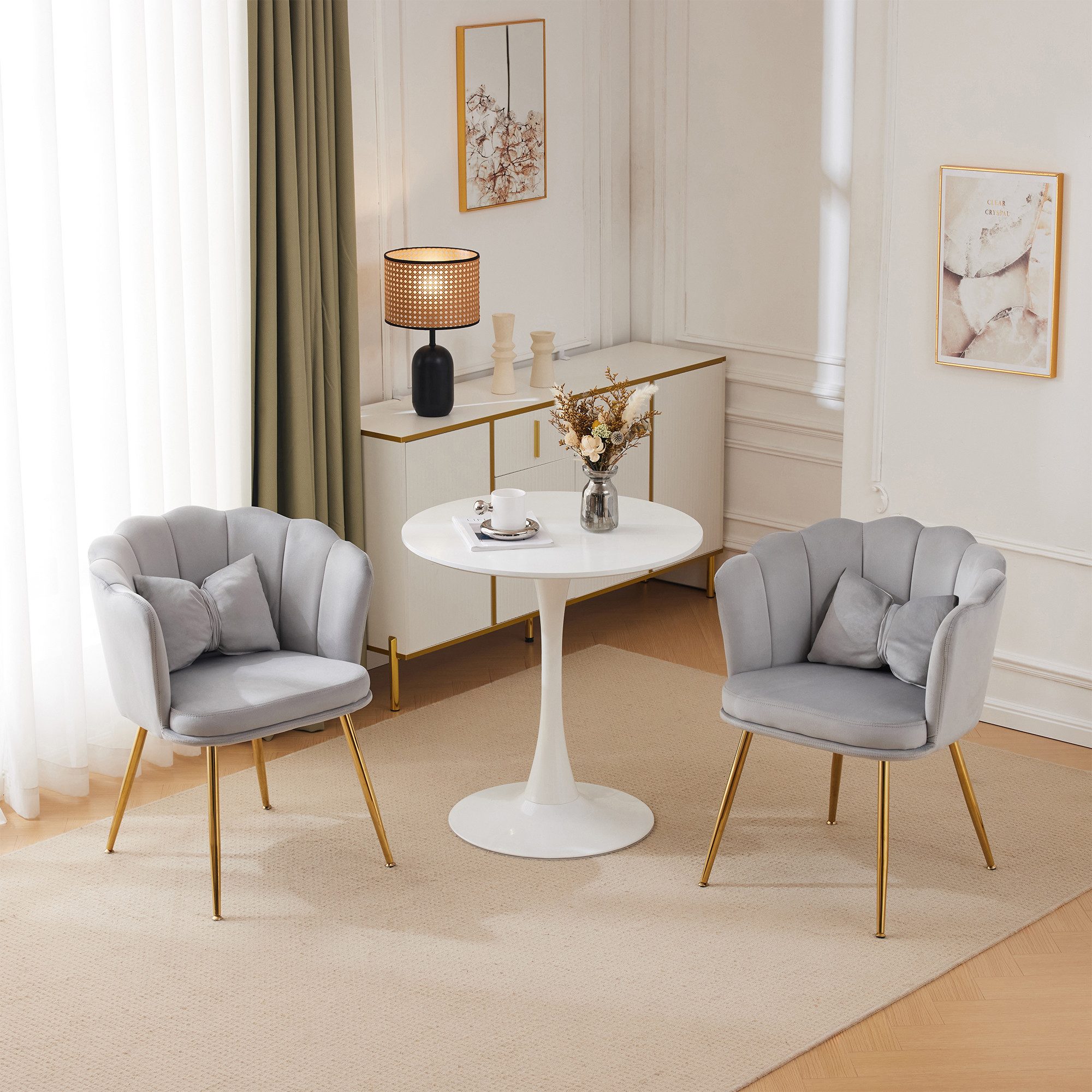 OKWISH 4-Fußstuhl Polsterstuhl Küchenstuhl Lounge Stuhl, günstig online kaufen