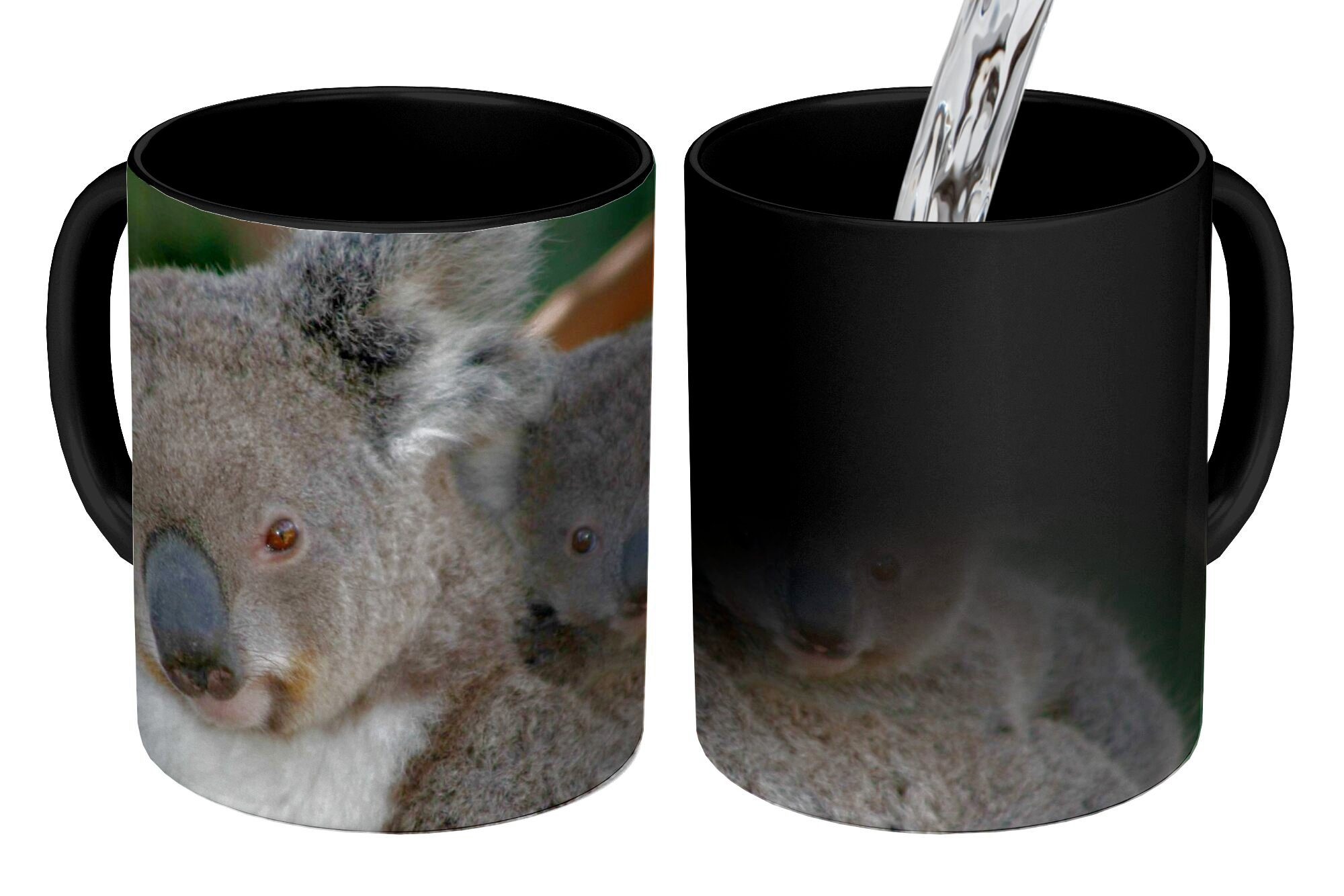 MuchoWow Tasse Koalas - Vater - Sohn - Jungen - Mädchen, Keramik, Farbwechsel, Kaffeetassen, Teetasse, Zaubertasse, Geschenk