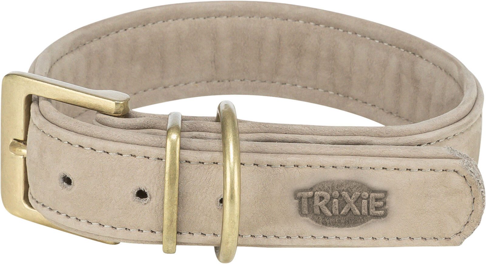 TRIXIE Hunde-Halsband Pure Halsband, Leder extra breit - hellgrau - 25–31 cm/25 mm, Leder