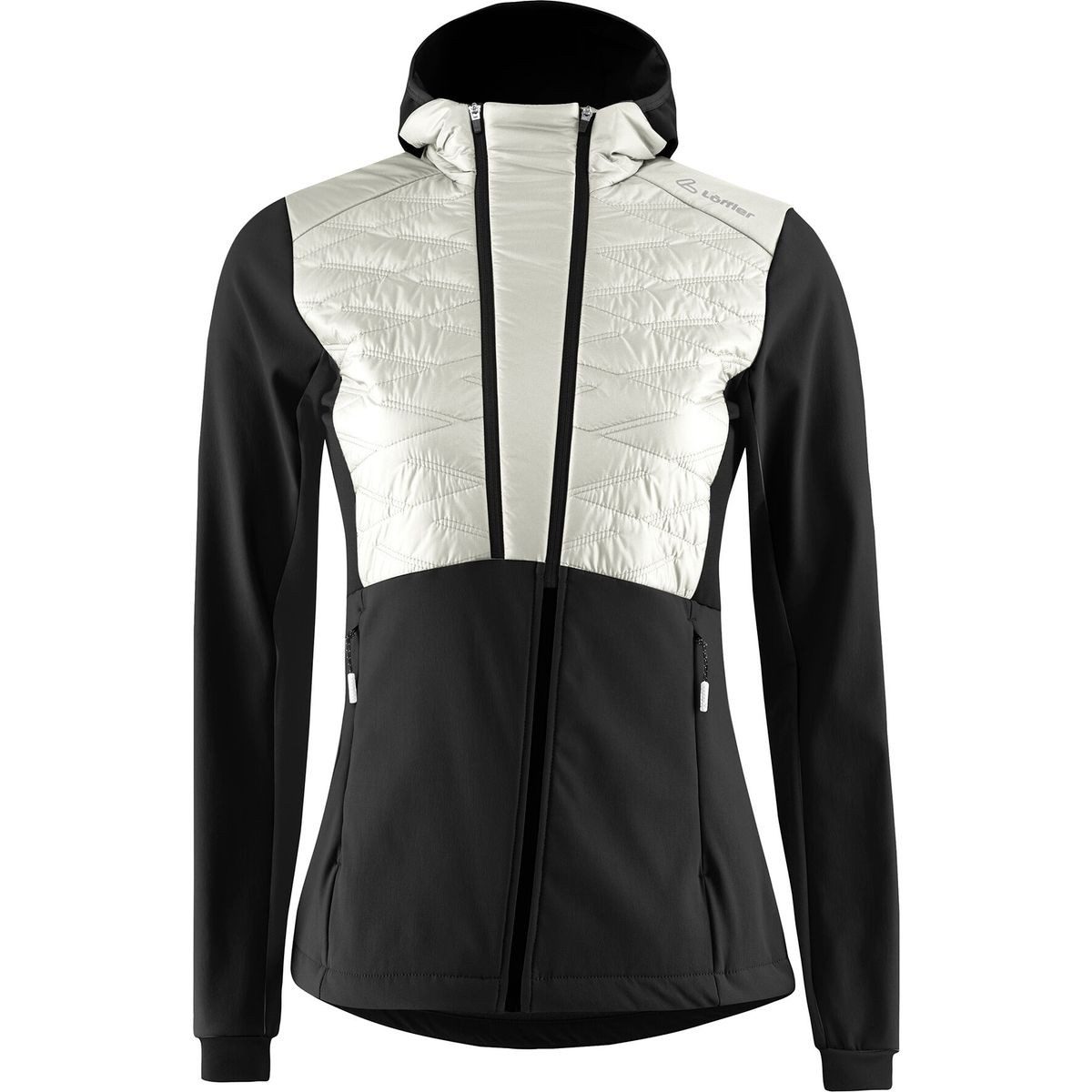 Löffler Skijacke Women Hooded Hybridjacket Alessa PL60 Active Stretch Warm partiell gedoppelt mit Windshell und 60gr