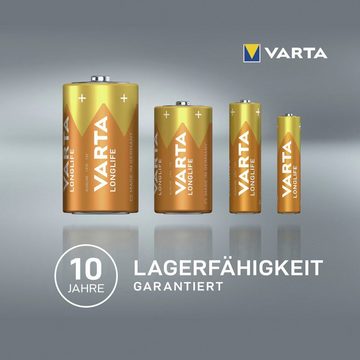 VARTA LONGLIFE Alkaline Batterie D Mono LR20 6er Batterien Pack Batterie, (1,5 V, 6 St)