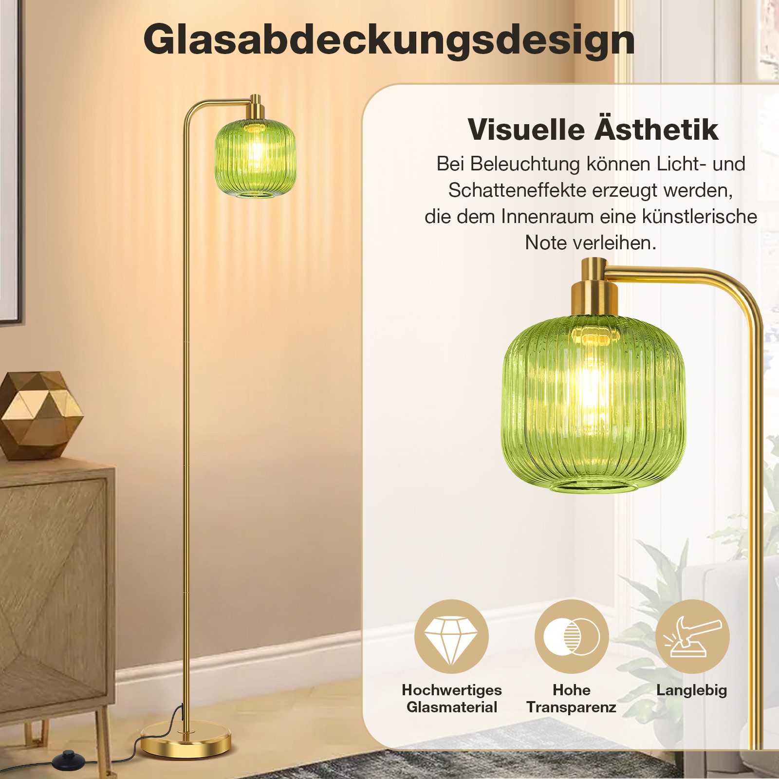 MUPOO Stehlampe Glas Kristall Stehlampe mit günstig online kaufen