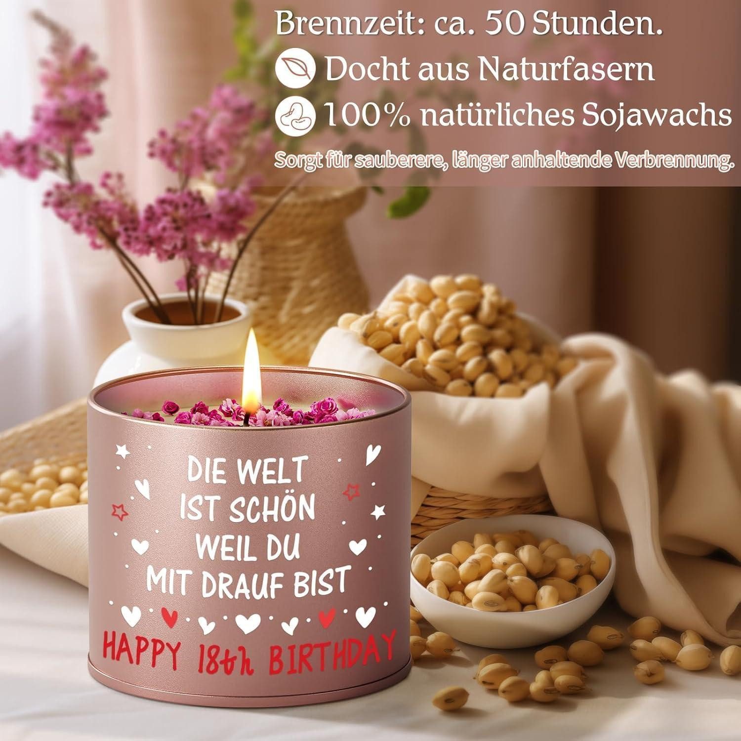 LuxusKollektion Duftkerze Kerze Metall Geburtstag Geschenk Mädchen Frau Freundin 18 Geburtstag
