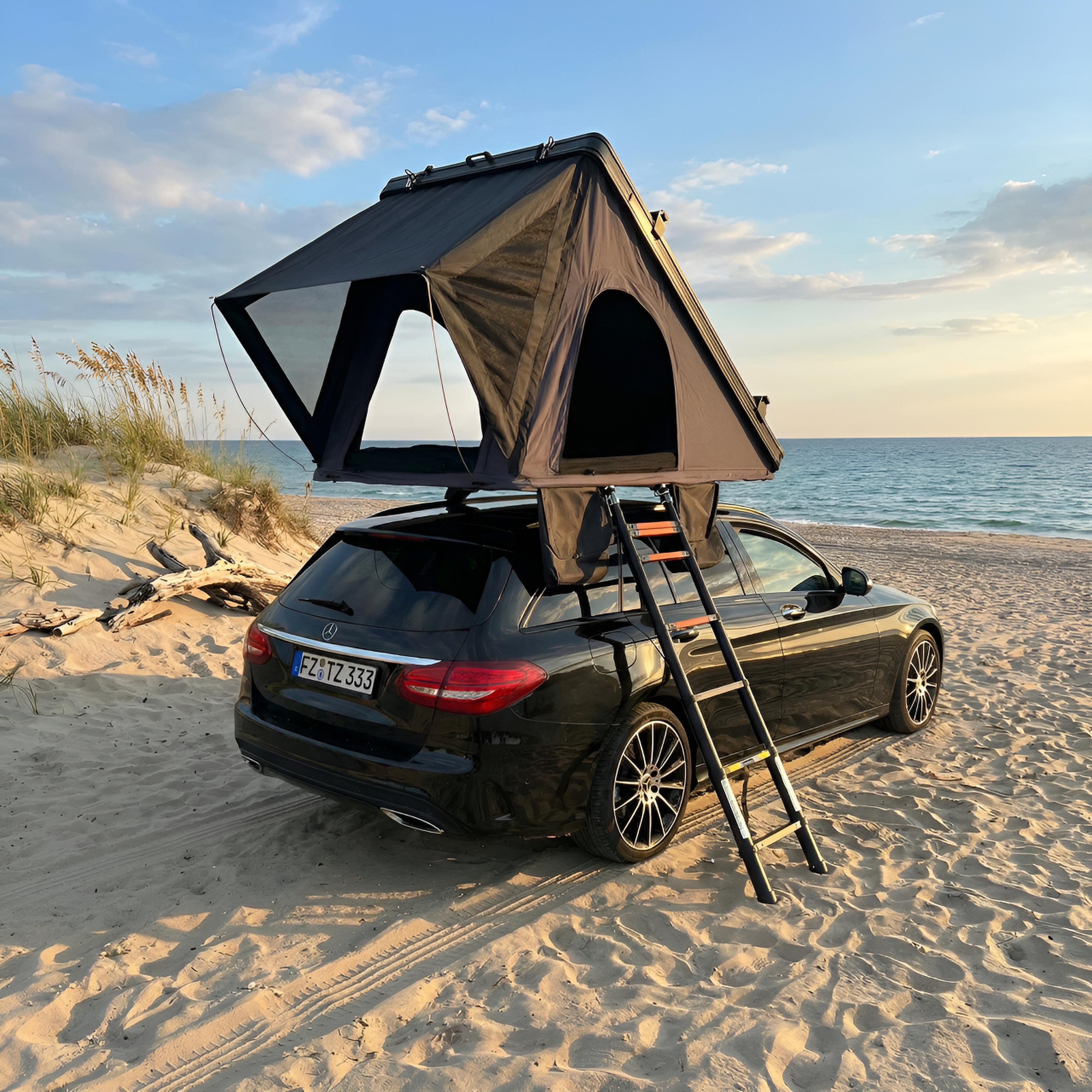 TZIpower Dachzelt Dachzelt Autodachzelt Alu Hardcase Schwarz/Grau + optional Sonnensegel, Personen: 2